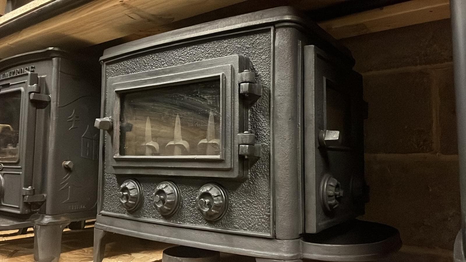 Cast Iron Stove 2 Sided Corner Stove, Woodburner, (log,wood+burner), ๐๐๐