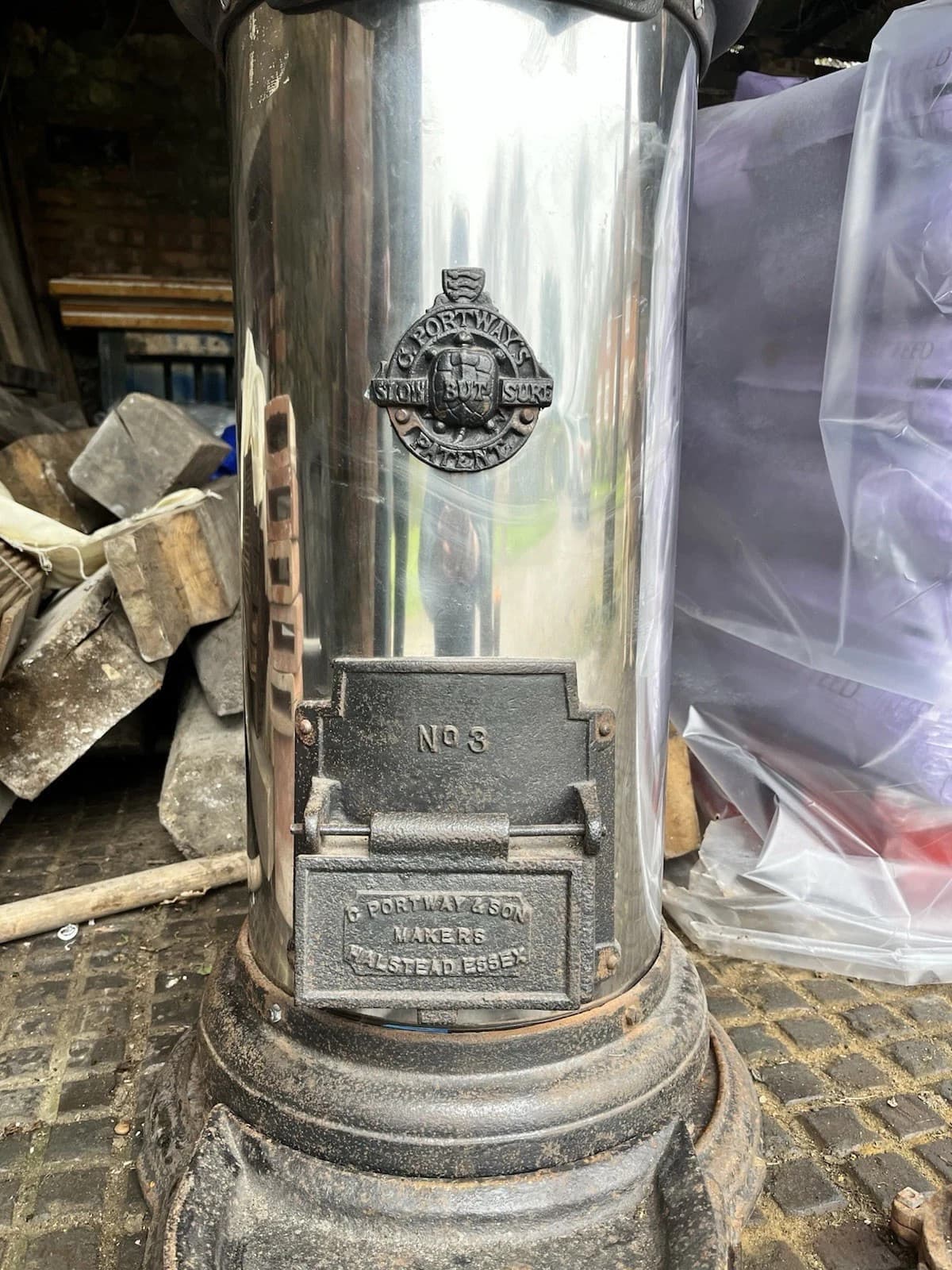 Antique Portways Stove vintage cyclinder stove. lovely old stove ARGE
